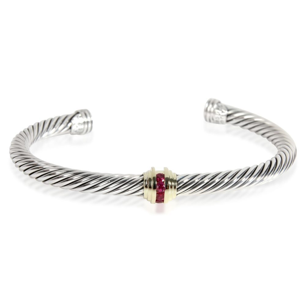 David Yurman Cable Rubelite Bangle in 14K Yellow Gold/Sterling Silver